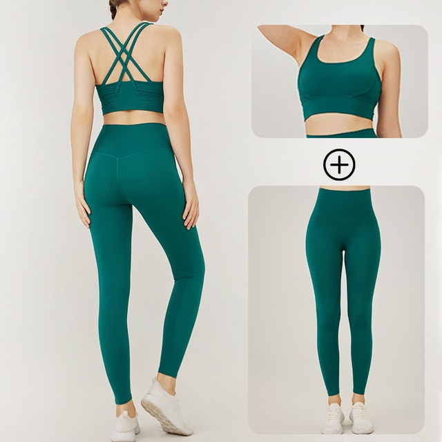 Green / S Push Up Yoga Outfit For Women - skyjackerz