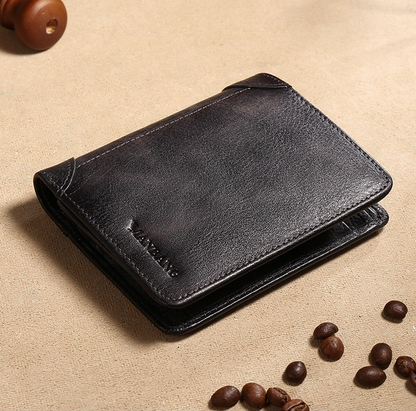 Black-Grey Anti-Scam Leather Wallet For Men - skyjackerz