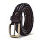 Coffee / 100 cm Men's Braided Genuine Leather Belt - skyjackerz
