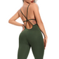 Army-Green / S Backless Yoga Jumpsuit For Women - skyjackerz
