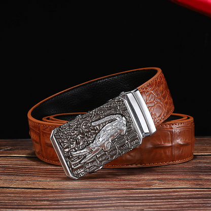 2 / 105 cm Men's Automatic Crocodile Leather Belt - skyjackerz