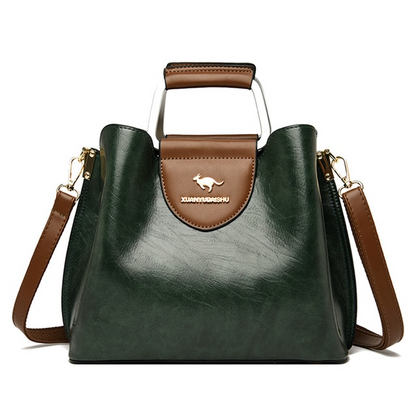 Green Elegant Leather Shoulder Bag for Women - Leather Handbag - skyjackerz