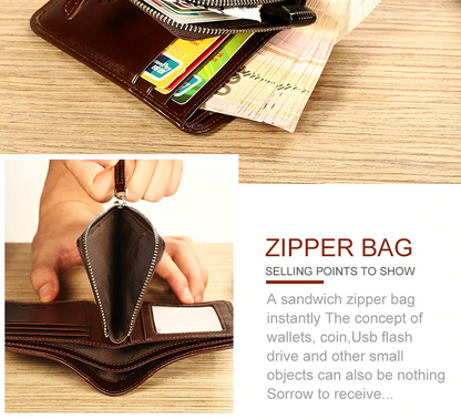 Men's Vintage Zipper Leather Wallet - skyjackerz