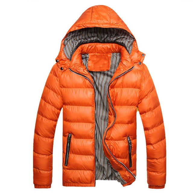 Orange / S Men's Casual Puffer Jacket - skyjackerz