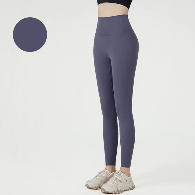 Grey-Purple / S Plain Yoga Tights For Women's - skyjackerz