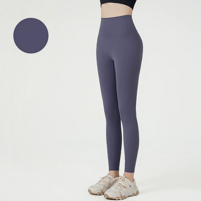 Grey-Purple / S Plain Yoga Tights For Women's - skyjackerz