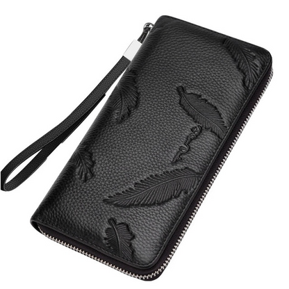 Feather-Black Men's Luxury RFID Blocking Clutch Bag - skyjackerz