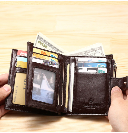 Men's Zipper Anti-Scam Leather Wallet - skyjackerz