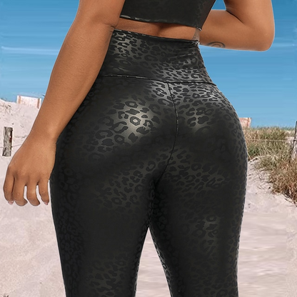 Leopard / S Printed Leather Yoga Pants For Women - skyjackerz