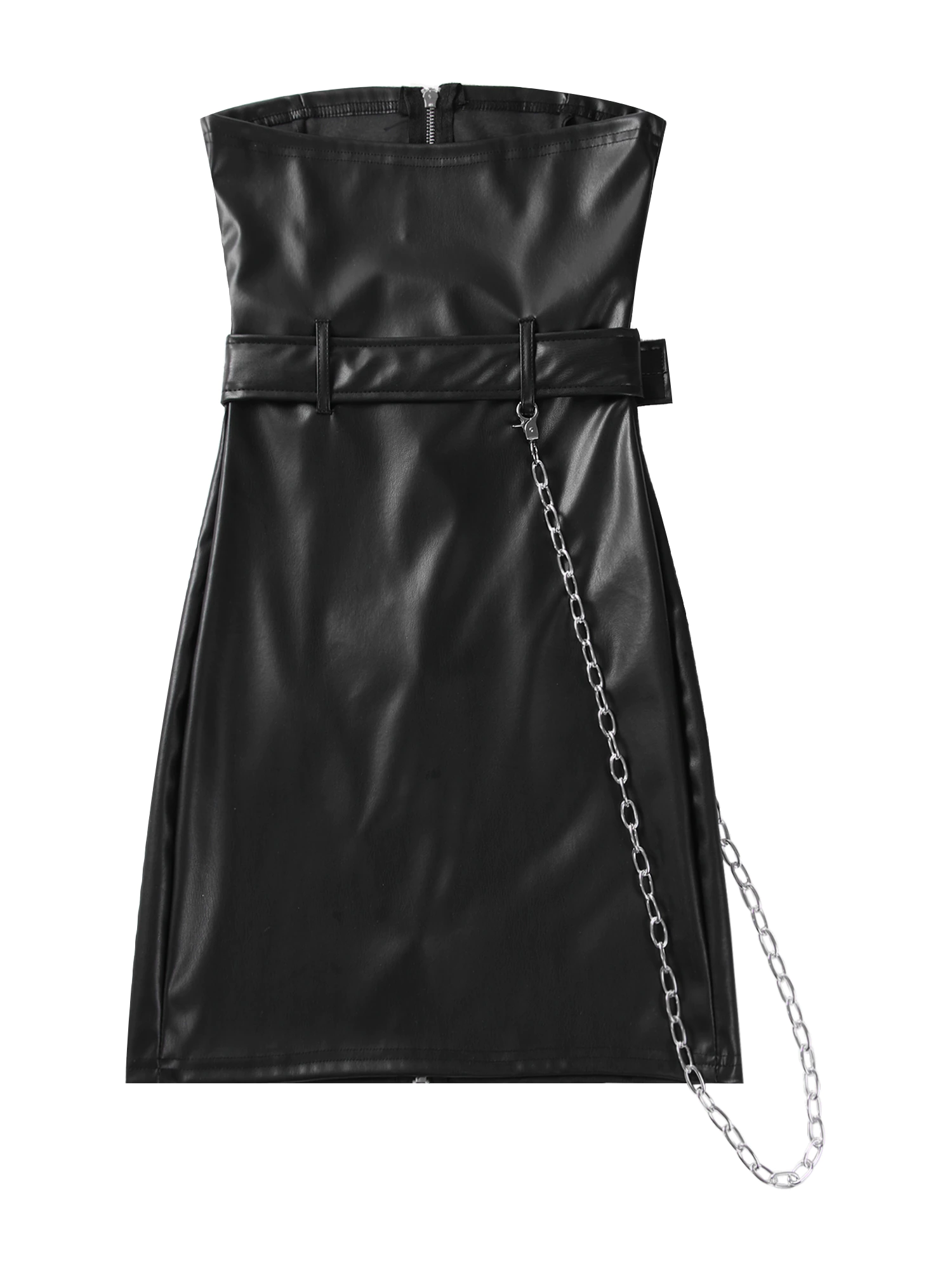 Women's Belted Leather Dress - skyjackerz