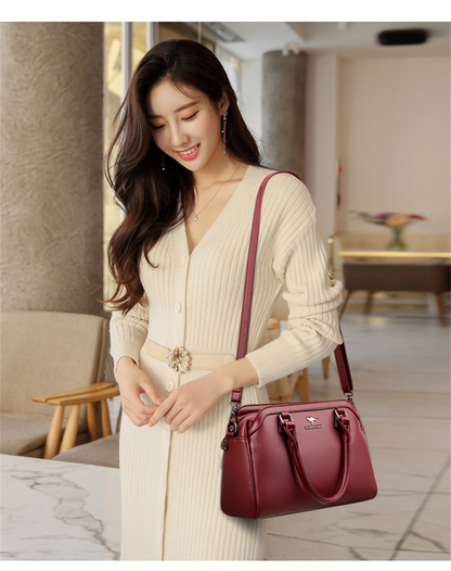 Black Ava Leather Crossbody Messenger Bag for Women - skyjackerz