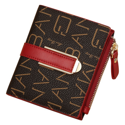 Red Women's Leather Zipper Purse - Durable Leather Handbag - skyjackerz