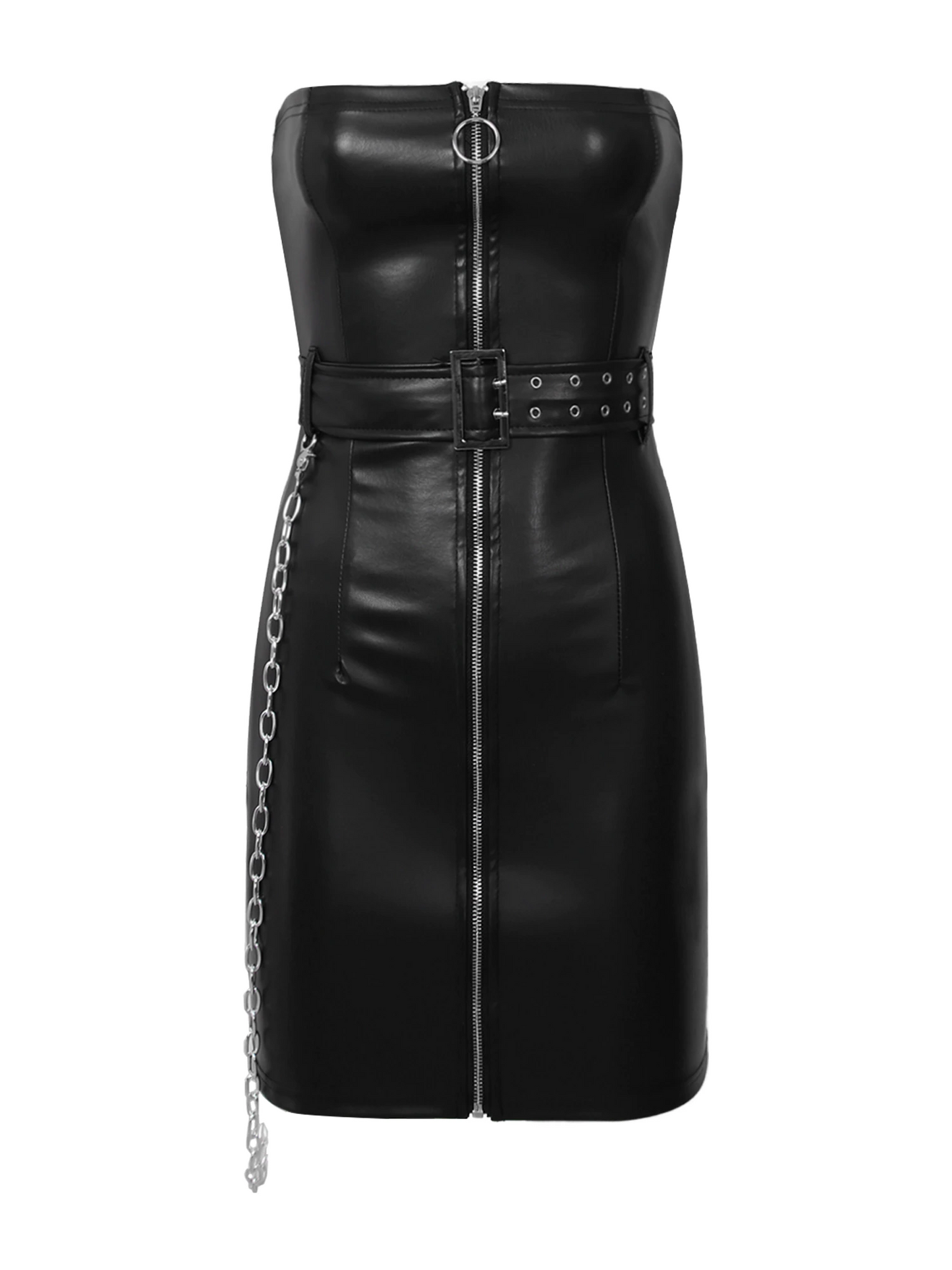 Women's Belted Leather Dress - skyjackerz