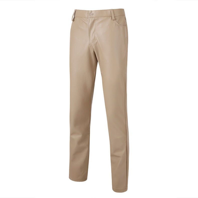 Khaki / 28 Men's Fit Elastic Leather Pants - skyjackerz