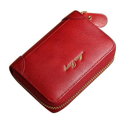 Red Men's Buffy Zipper Leather Wallet - skyjackerz