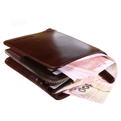 Men's Vintage Zipper Leather Wallet - skyjackerz