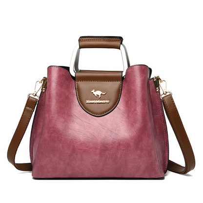 Purple Elegant Leather Shoulder Bag for Women - Leather Handbag - skyjackerz