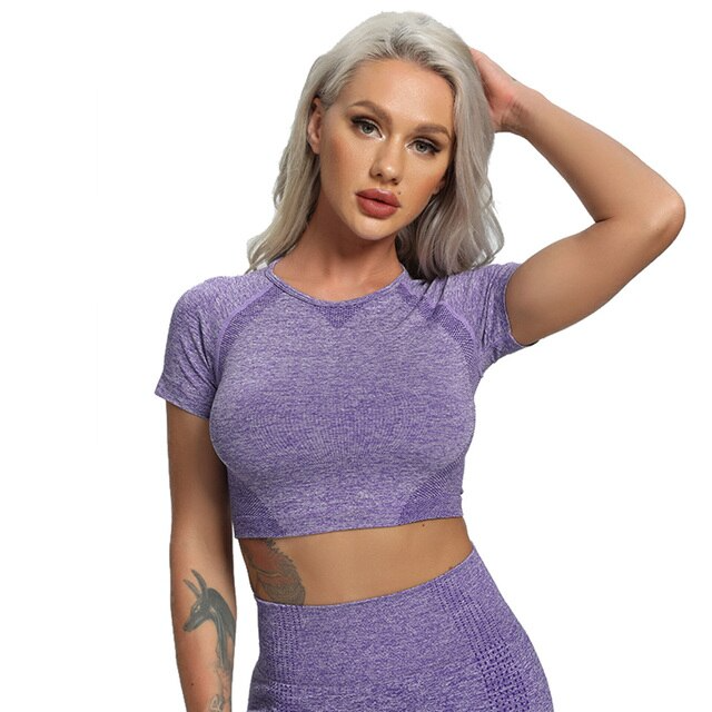 Purple / S Seamless Yoga Top For Women - skyjackerz