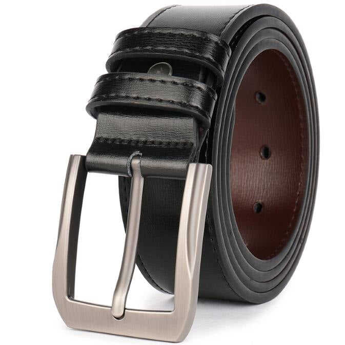 Black-SL / 90 Men's Classic Stitched Leather Belt - skyjackerz