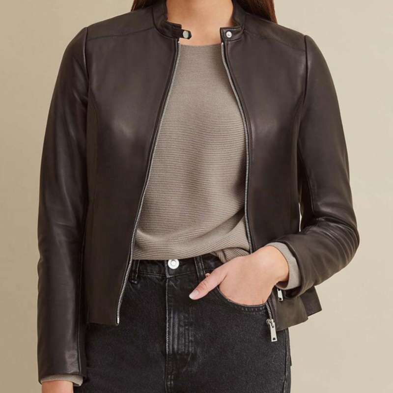 Plain Black Leather Jacket For Women - skyjackerz
