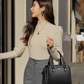 Black Ava Leather Crossbody Messenger Bag for Women - skyjackerz