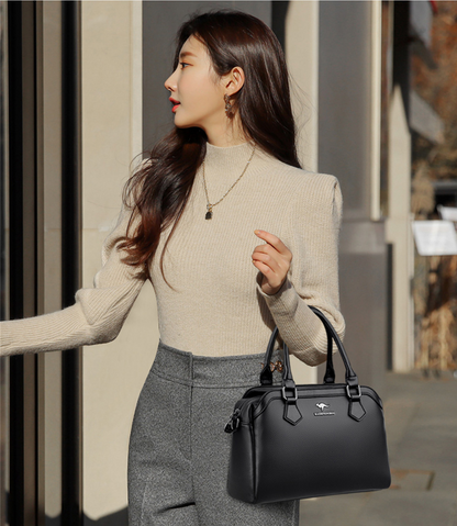 Black Ava Leather Crossbody Messenger Bag for Women - skyjackerz