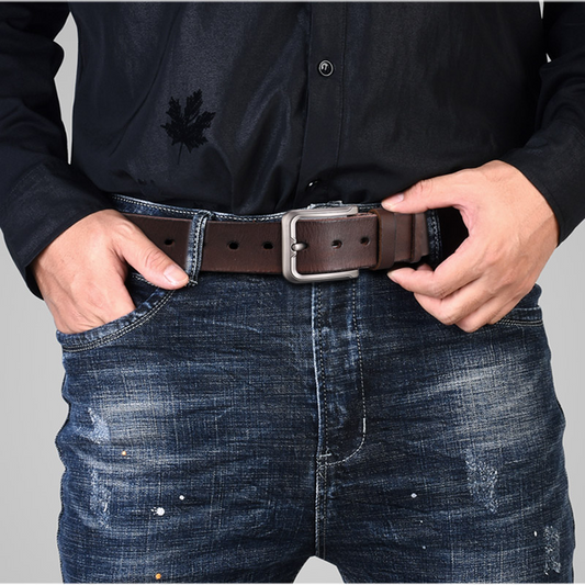 Coffee / 105 Men's Classic Vintage Leather Belt - skyjackerz