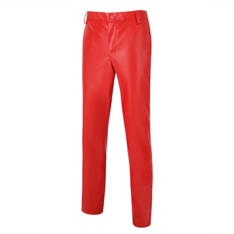 Red / 28 Men's Fit Elastic Leather Pants - skyjackerz