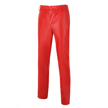 Red / 28 Men's Fit Elastic Leather Pants - skyjackerz