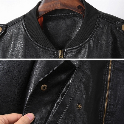 Black / Medium Custom Men's Biker Leather Jacket - skyjackerz