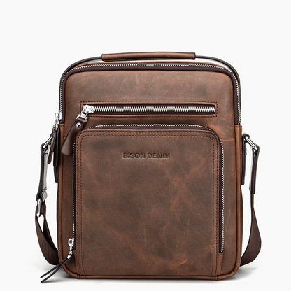 Dark-Brown Men's Leather Crossbody Shoulder Bag - skyjackerz