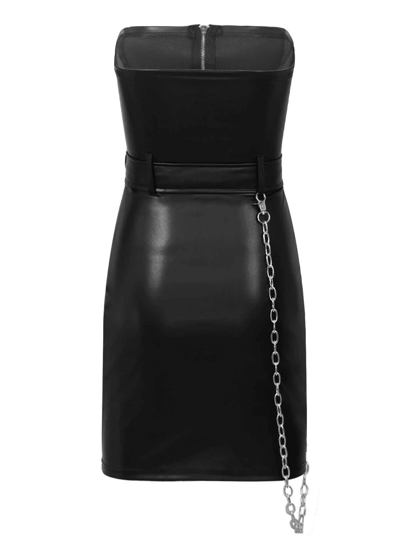 Women's Belted Leather Dress - skyjackerz