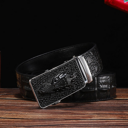 2 / 105 cm Men's Crocodile Head Genuine Leather Belt - skyjackerz