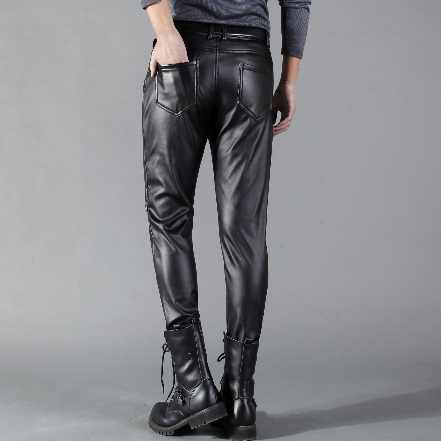 Men's Fit Elastic Leather Pants - skyjackerz