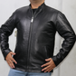 Plain Shinny Black Leather Jacket For Men - skyjackerz