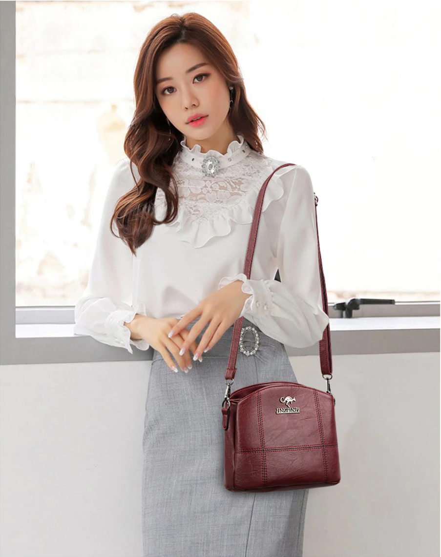 Burgundy-1 Pin Small Leather Bags For Women - skyjackerz
