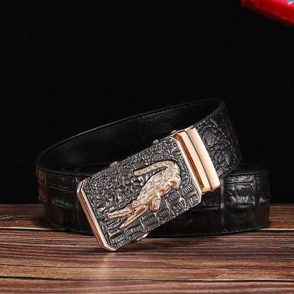 3 / 105 cm Men's Automatic Crocodile Leather Belt - skyjackerz