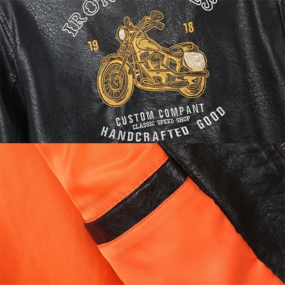 Black / Medium Custom Men's Biker Leather Jacket - skyjackerz