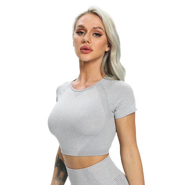 Light-Grey / S Seamless Yoga Top For Women - skyjackerz