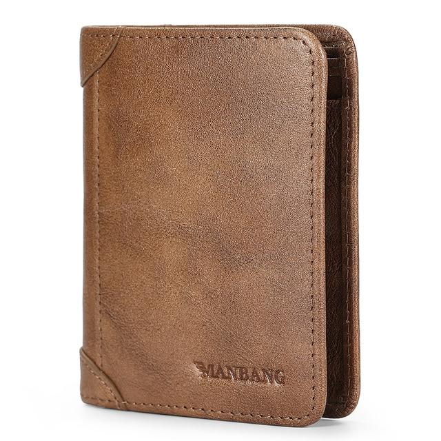 Khaki Retro Leather Wallet For Men - skyjackerz