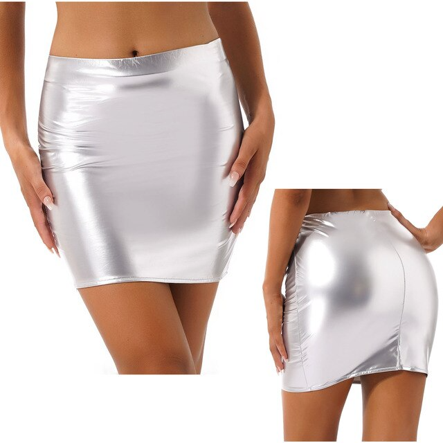 Glossy Latex Miniskirt For Women - skyjackerz