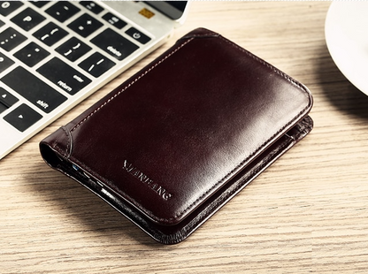 Leather Trifold Wallet For Men - skyjackerz
