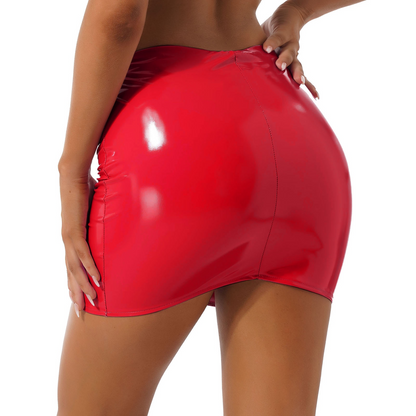 Glossy Latex Miniskirt For Women - skyjackerz