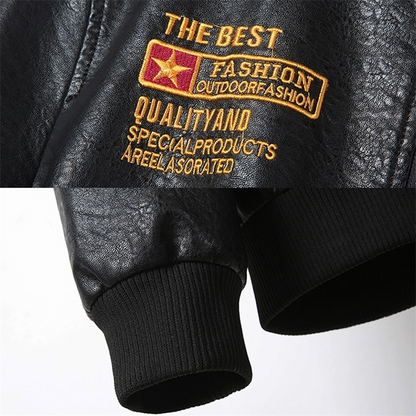 Black / Medium Custom Men's Biker Leather Jacket - skyjackerz