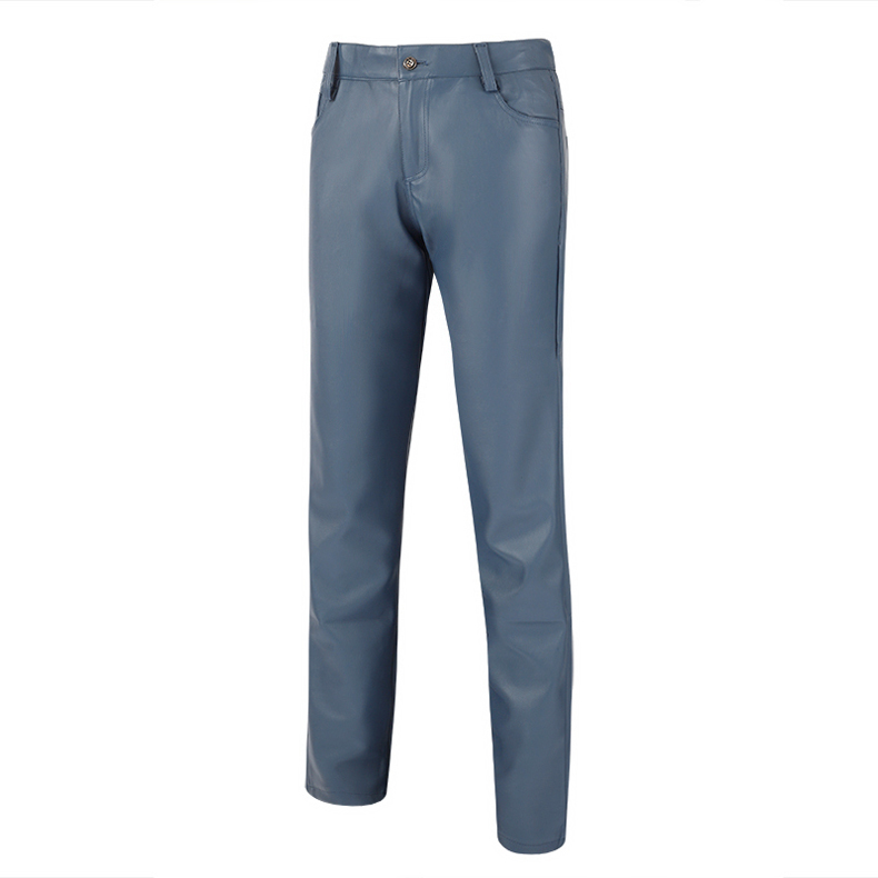 Navy Blue / 28 Men's Fit Elastic Leather Pants - skyjackerz