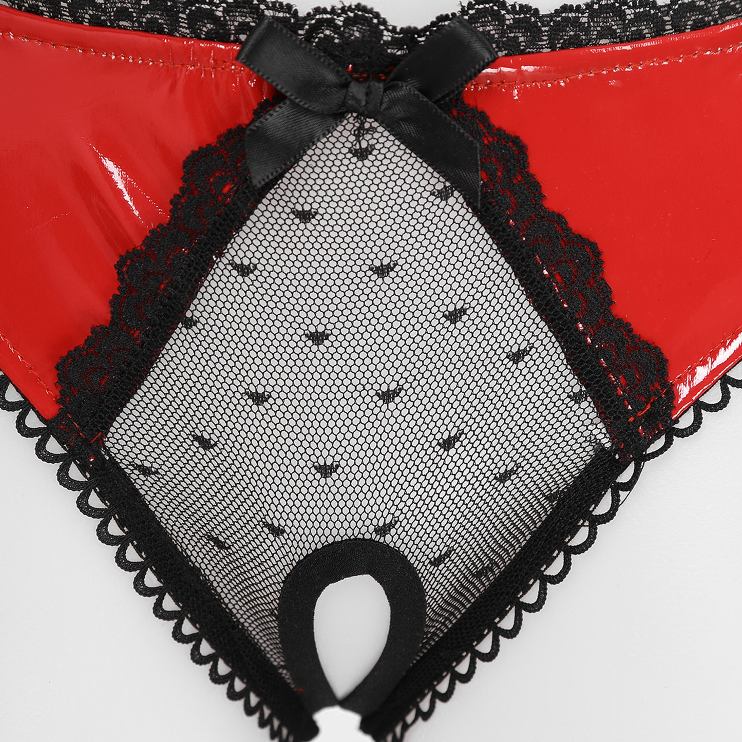 Women's Black Leather Mesh Panties - skyjackerz