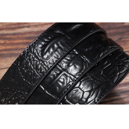 1 / 105 cm Men's Crocodile Head Genuine Leather Belt - skyjackerz