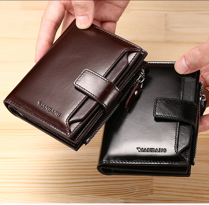 Men's Zipper Anti-Scam Leather Wallet - skyjackerz