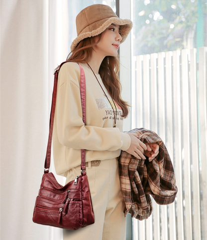 Burgundy Aubrey Leather Shoulder Bag for Women - Stylish Handbag - skyjackerz
