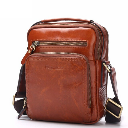 Brown-A Men's Leather Crossbody Shoulder Bag - skyjackerz